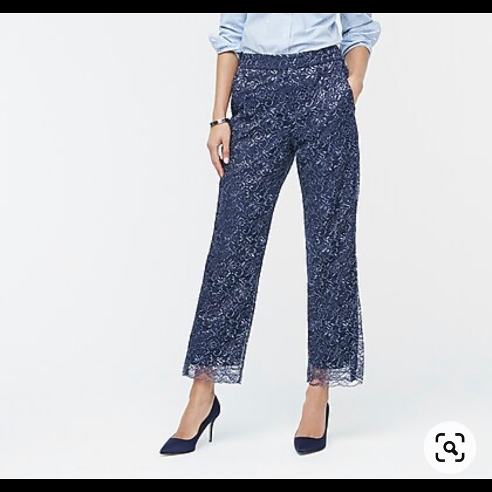 J Crew High-rise Peyton Pull-on Pants with Lace